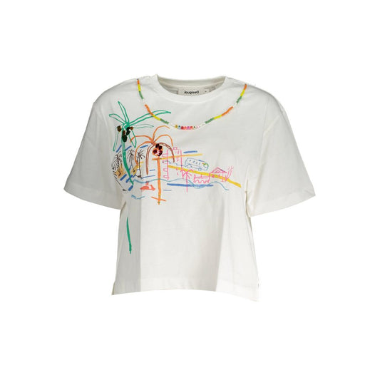 T-shirt blanc en coton pour femme Desigual
