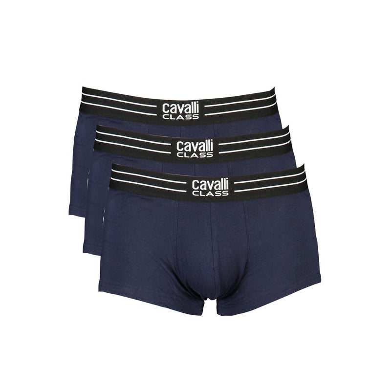 Cavalli Class Blue Cotton Underwear - Boxer Tri-Pack for Men