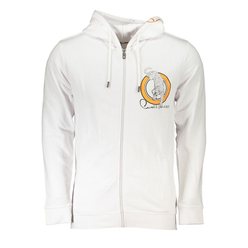 Sweat-shirt à capuche pour homme en coton blanc Cavalli Class