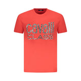 T-shirt homme en coton rouge Cavalli Class