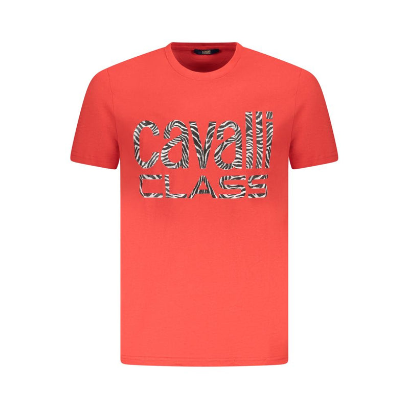 T-shirt homme en coton rouge Cavalli Class