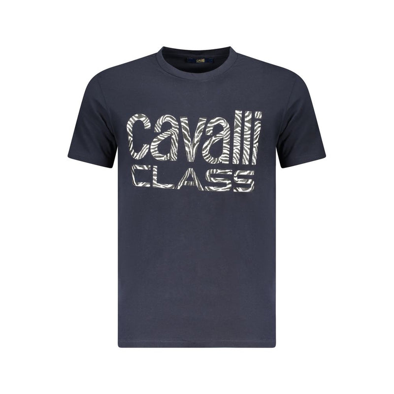 T-shirt homme en coton bleu Cavalli Class