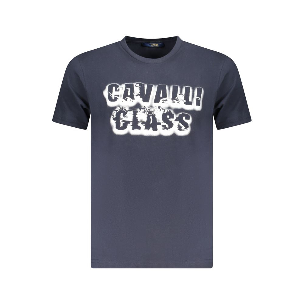 T-shirt homme en coton bleu Cavalli Class