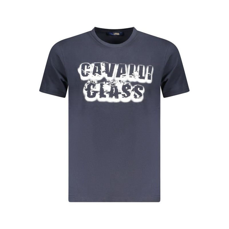 T-shirt homme en coton bleu Cavalli Class