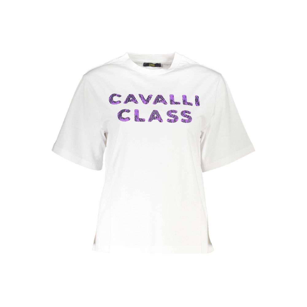 T-shirt blanc en coton pour femme de la marque Cavalli Class.