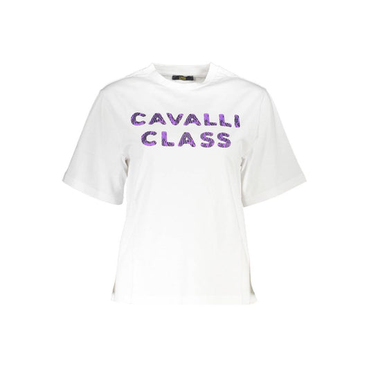 T-shirt blanc en coton pour femme de la marque Cavalli Class.