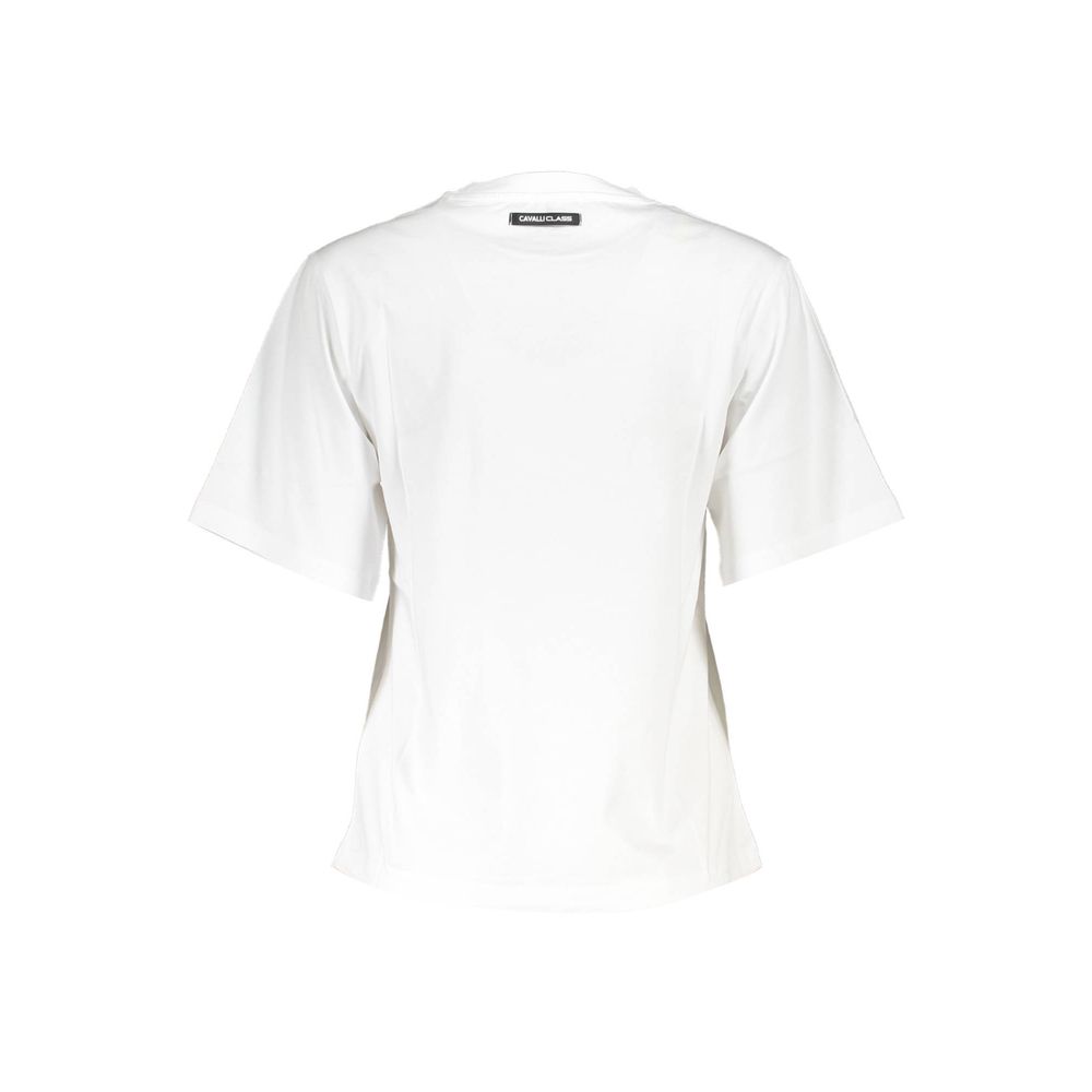 T-shirt blanc en coton pour femme de la marque Cavalli Class.