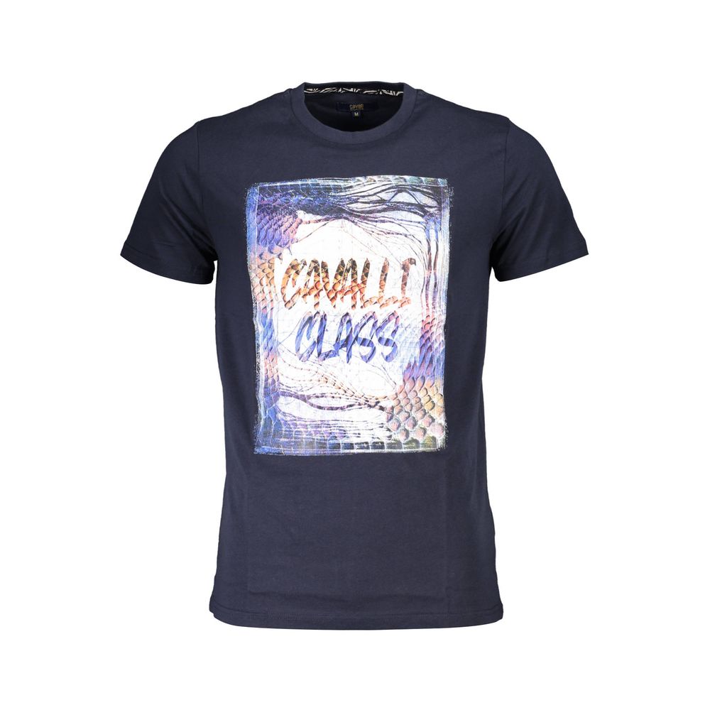 T-shirt homme en coton bleu Cavalli Class