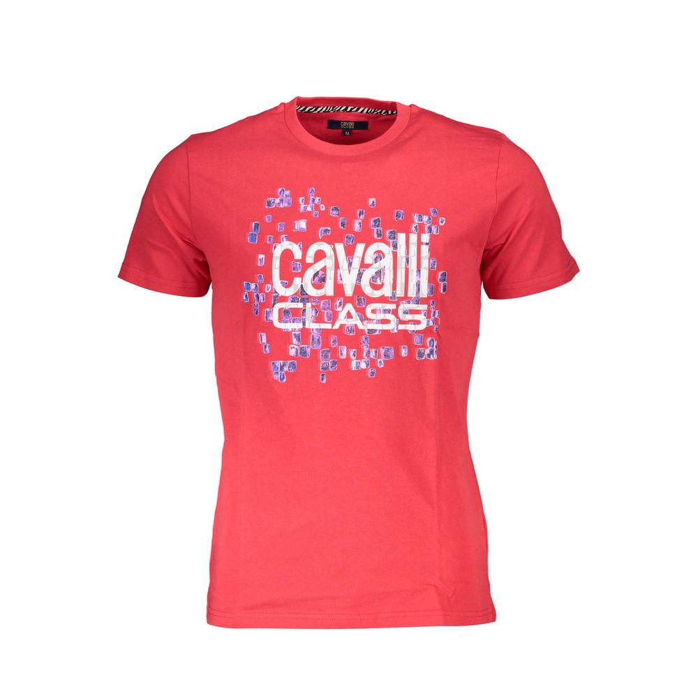 T-shirt homme en coton rouge Cavalli Class