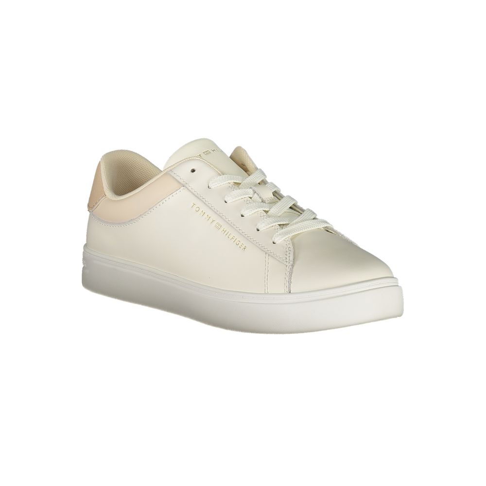 Tommy Hilfiger Beige Leather Women Sneaker - All-Day Comfort