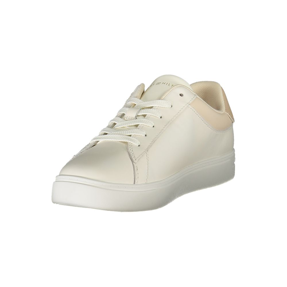 Tommy Hilfiger Beige Leather Women Sneaker - All-Day Comfort