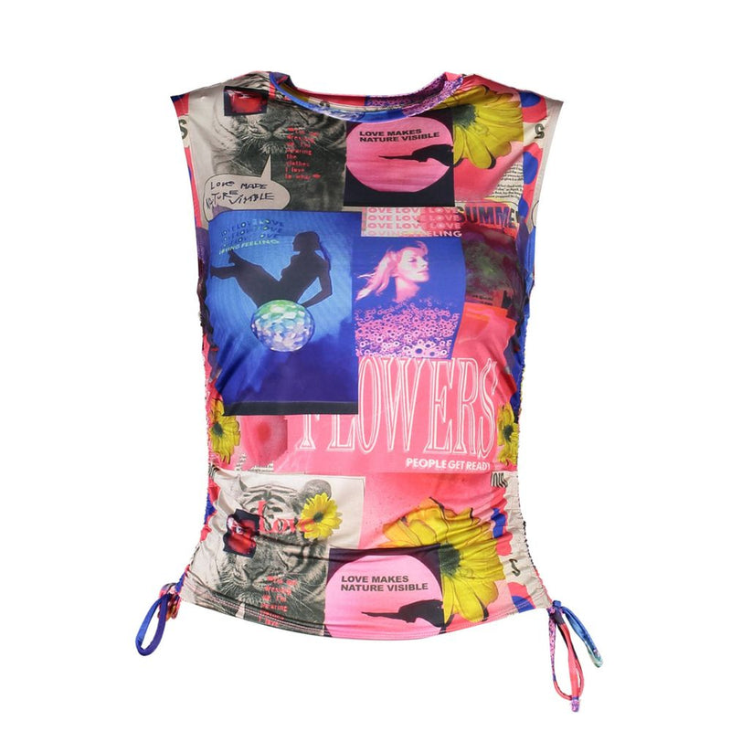 Desigual Top Femme Bleu Élastane avec Cordon Ajustable