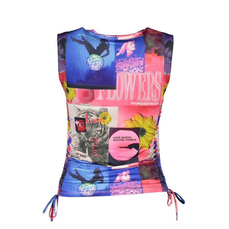 Desigual Top Femme Bleu Élastane avec Cordon Ajustable