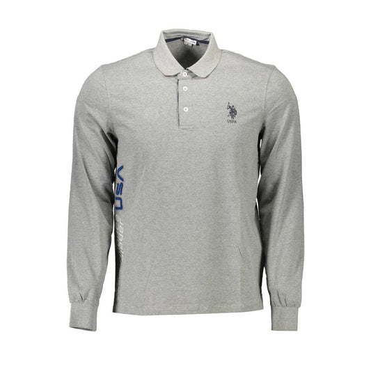 US POLO ASSN. Grijs katoenen herenpoloshirt