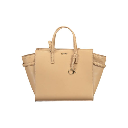 Sac à main femme Calvin Klein en polyester beige