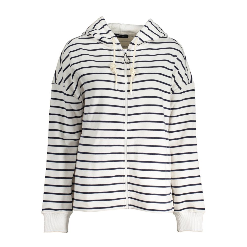 North Sails White Cotton Women's Hooded Sweater - Eco-Friendly Comfort