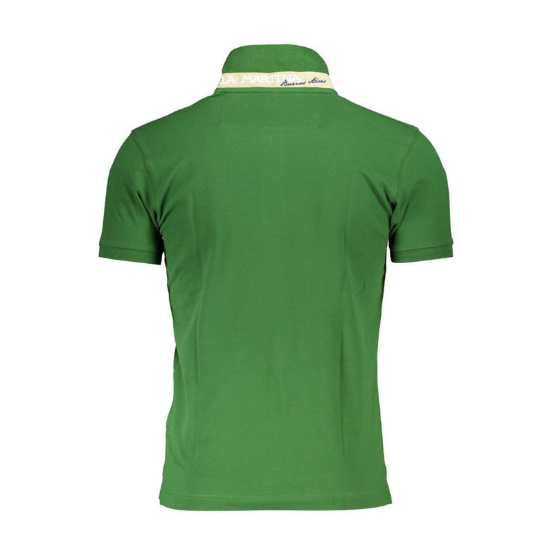 Polo La Martina Sleek vert, coupe slim, avec détails contrastés