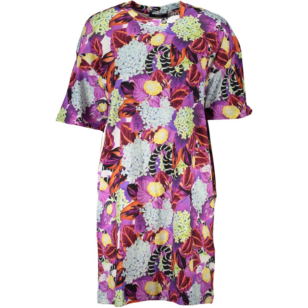 Robe en Coton Violet Cavalli Class - Manches Courtes Col Rond