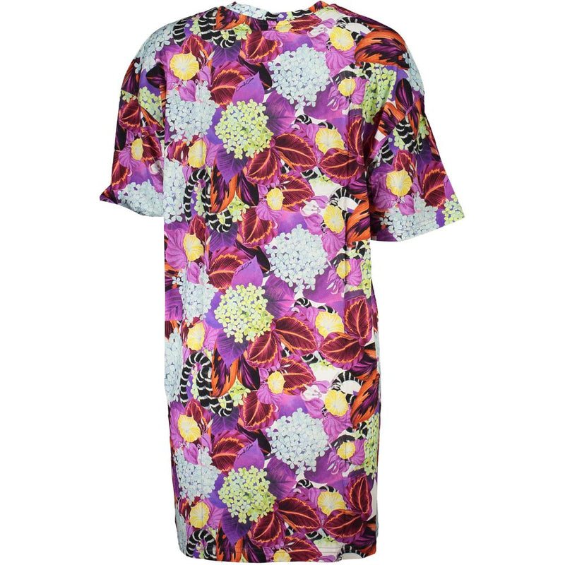 Cavalli Class Purple Cotton Dress - Short Sleeve Crew Neck