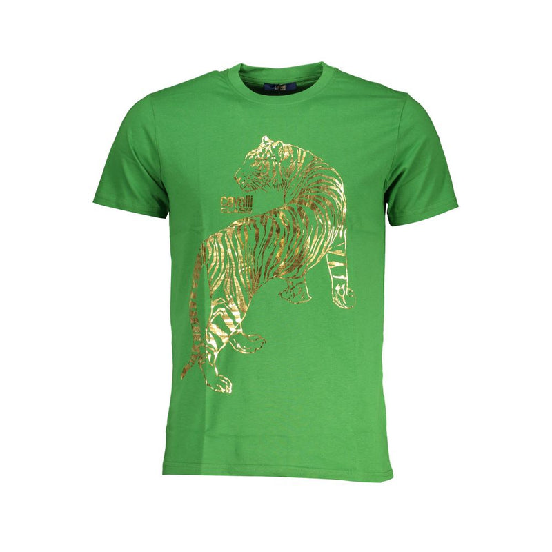 T-shirt homme en coton vert Cavalli Class