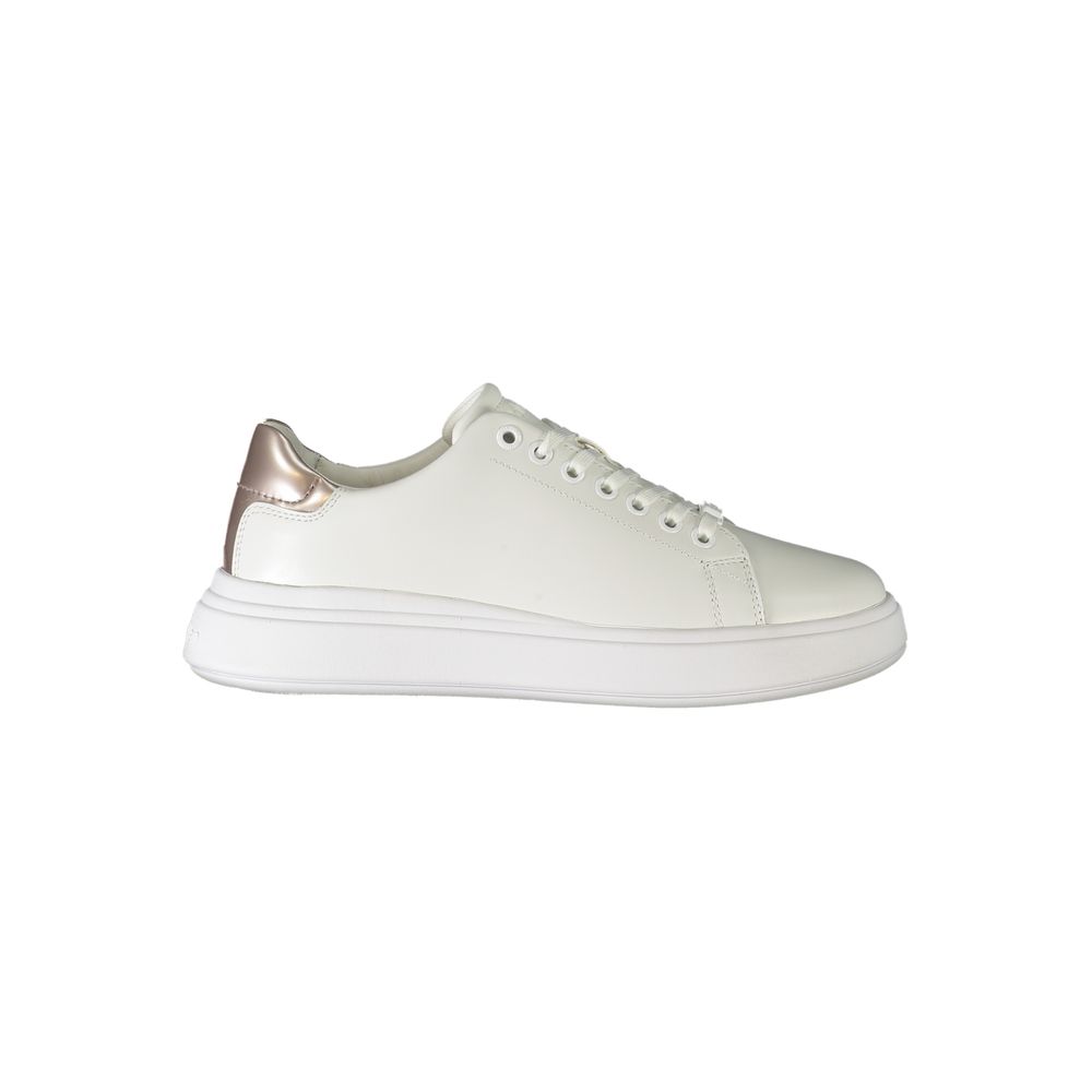 Calvin Klein Women's White Polyester Sneakers - Élégantes et Confortables