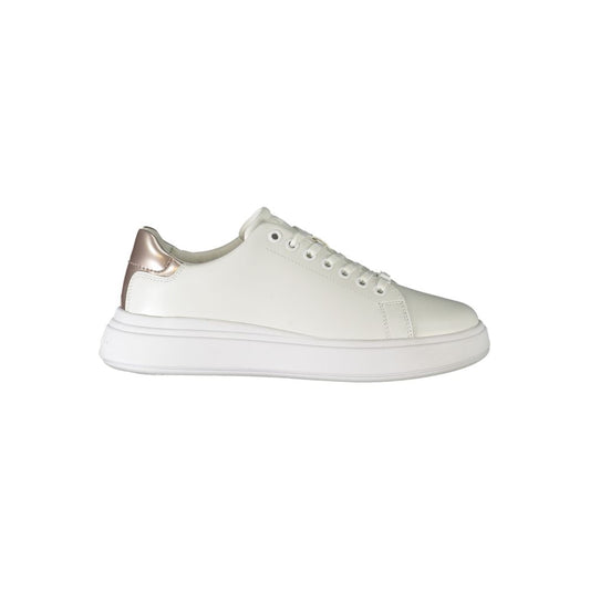 Calvin Klein Women's White Polyester Sneakers - Stylish & Comfortable