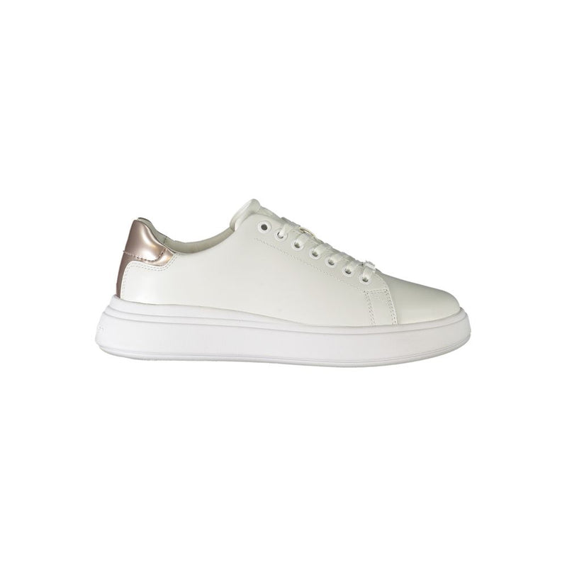 Calvin Klein Women's White Polyester Sneakers - Élégantes et Confortables