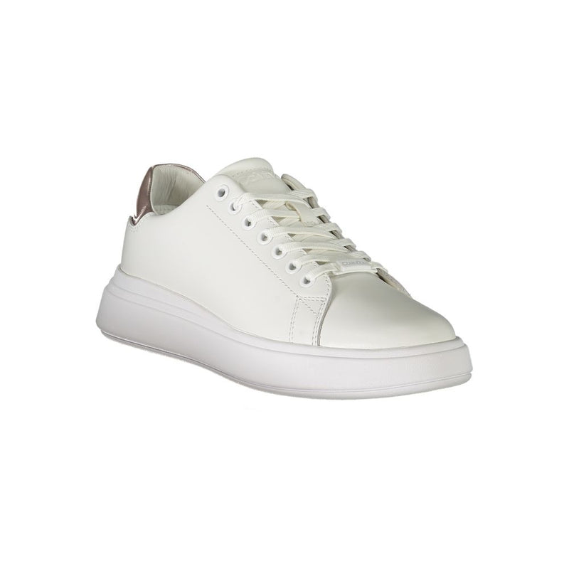 Calvin Klein Women's White Polyester Sneakers - Élégantes et Confortables