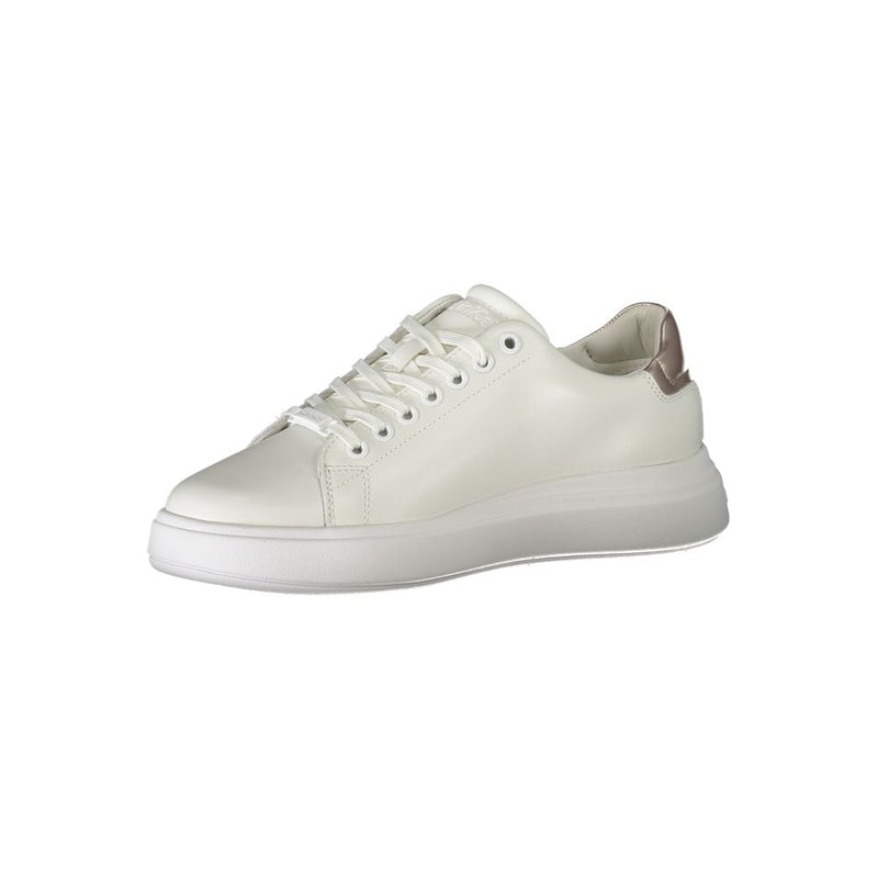 Calvin Klein Women's White Polyester Sneakers - Élégantes et Confortables