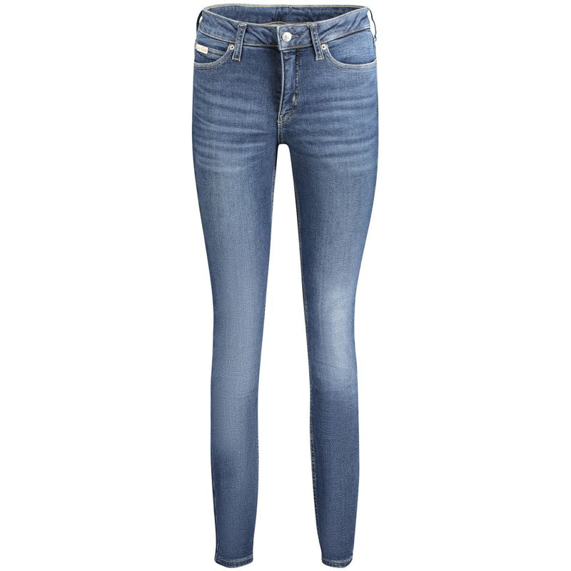 Calvin Klein Blue Cotton Women Jeans - Mid-Rise Skinny Fit