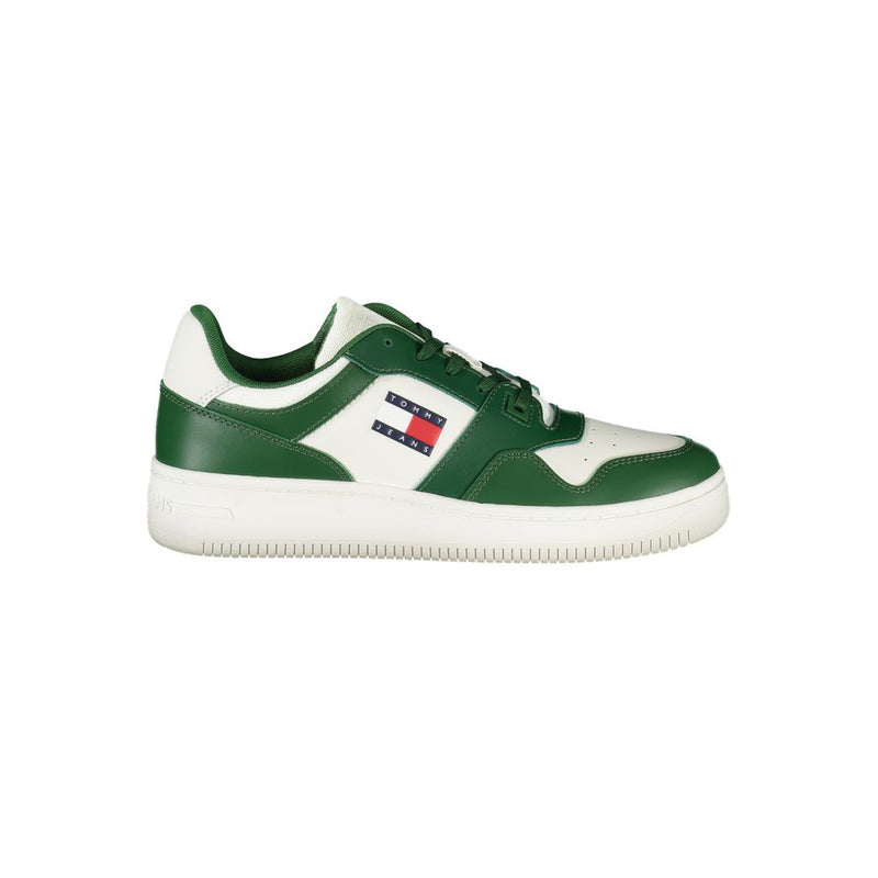 Tommy Hilfiger Green Leather Men Sneaker - Stylish Comfort