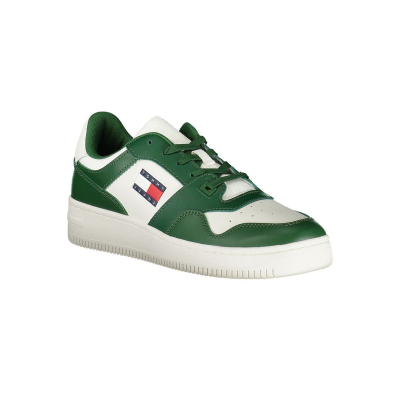 Tommy Hilfiger Green Leather Men Sneaker - Stylish Comfort