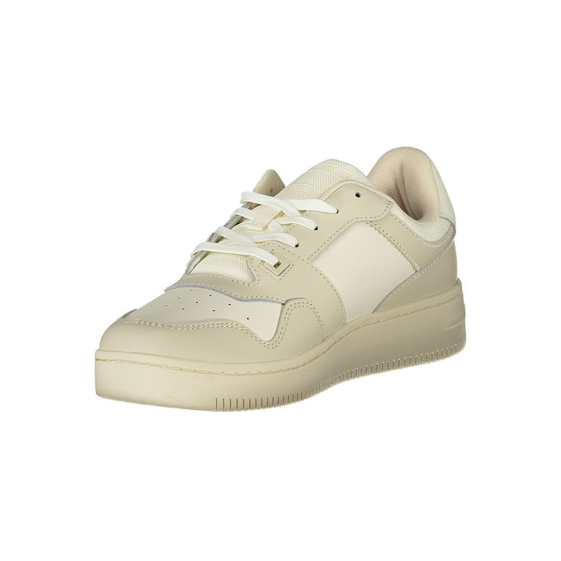 Tommy Hilfiger Beige Leather Men Sneaker - All-Day Comfort