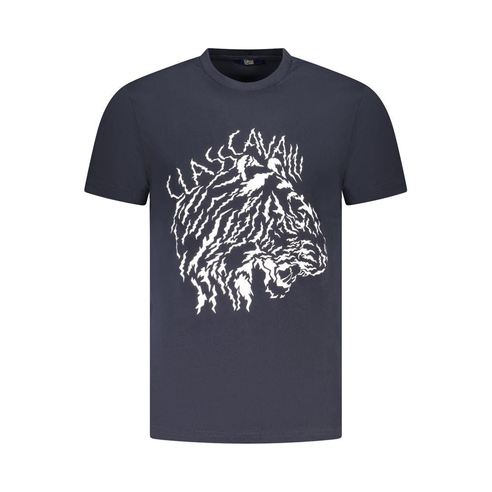 T-shirt homme en coton bleu Cavalli Class