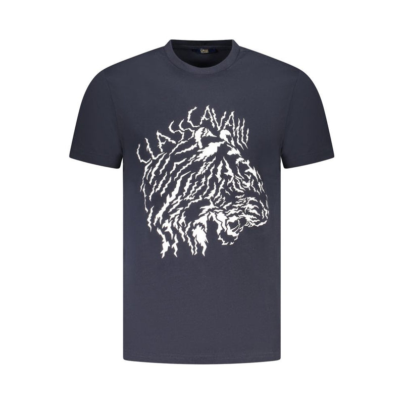 T-shirt homme en coton bleu Cavalli Class