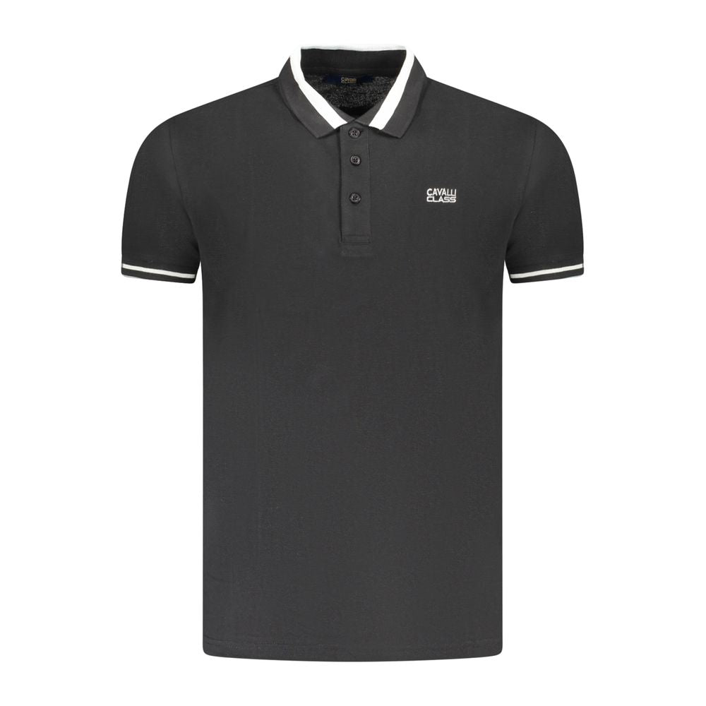 Polo homme en coton noir Cavalli Class
