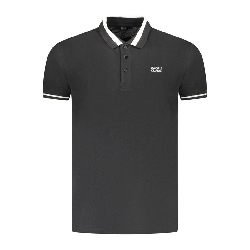 Polo homme en coton noir Cavalli Class