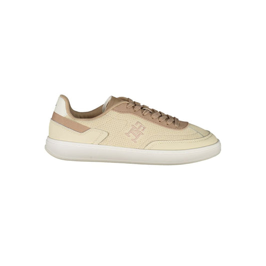 Tommy Hilfiger Beige Leather Women Sneaker - Stylish & Comfortable