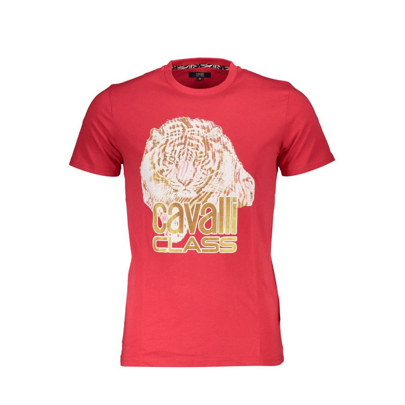 T-shirt homme en coton rouge Cavalli Class