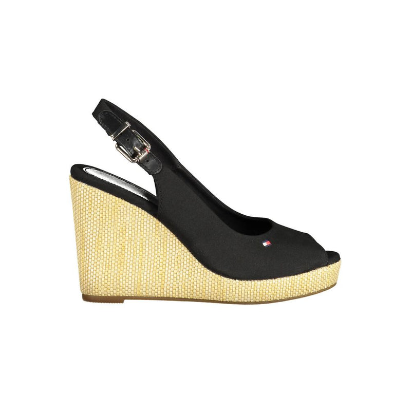 Tommy Hilfiger Sandales Femme Noires en Coton - Talon de 11cm