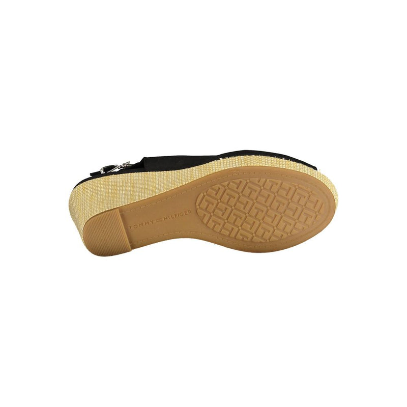 Tommy Hilfiger Sandales Femme Noires en Coton - Talon de 11cm