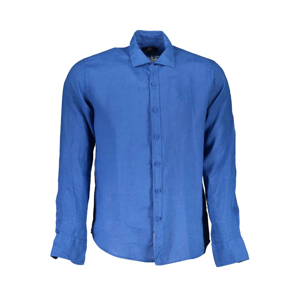 Chemise homme en lin bleu La Martina