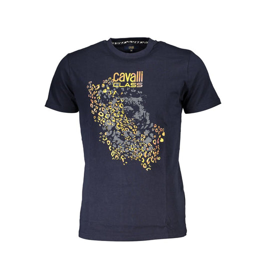 T-shirt homme en coton bleu Cavalli Class