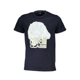 T-shirt homme en coton bleu Cavalli Class