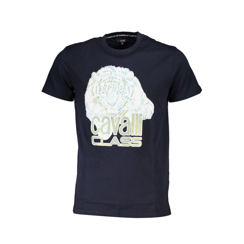 T-shirt homme en coton bleu Cavalli Class