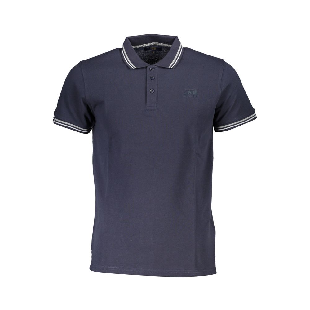 Polo homme en coton bleu Cavalli Class