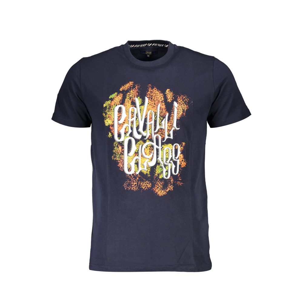 T-shirt homme en coton bleu Cavalli Class