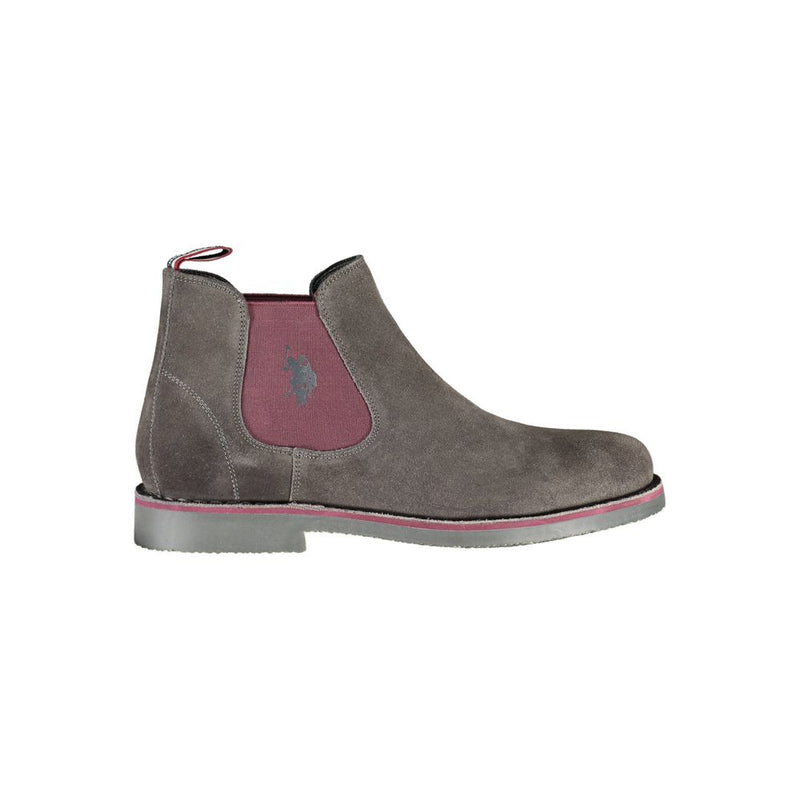 U.S. POLO ASSN. Gray Leather Men's Ankle Boot - Stylish Comfort