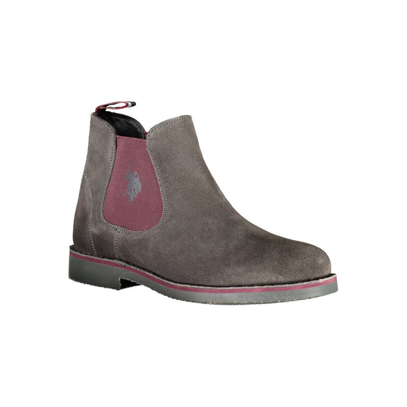 U.S. POLO ASSN. Gray Leather Men's Ankle Boot - Stylish Comfort