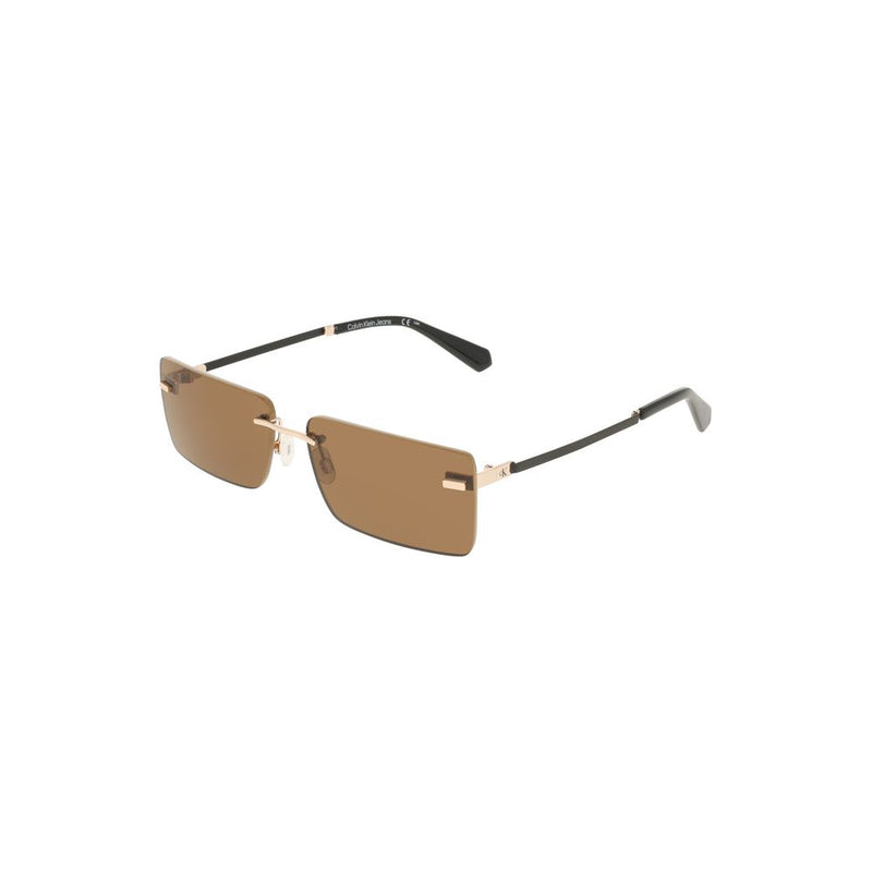 Lunettes de soleil Calvin Klein Beige Métal Femme - Protection UV Élégante